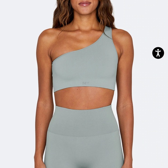 SET Active Pants - SET ACTIVE SCULPTFLEX RIBBED ONE SHOULDER BRA - rain